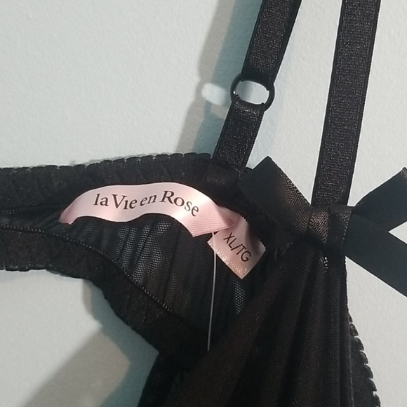 La vie en rose black ruffled babydoll top XL NWT - Picture 11 of 12